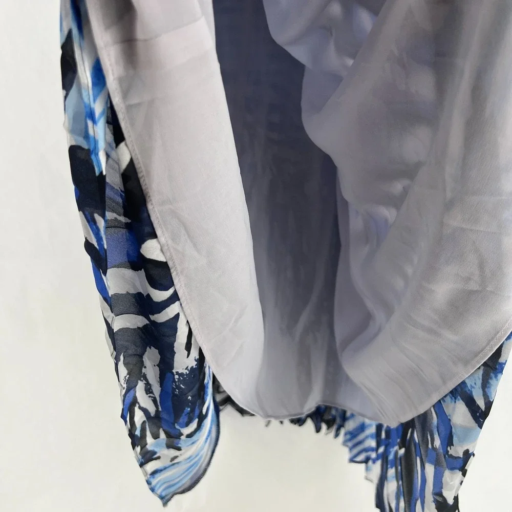 Black Label by Chico's Maxi‎ Skirt Womens M Blue White Zebra Print Lined Pleated